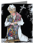 Custom Text Note Card - St. John Paul II Kneeling by M. McGrath