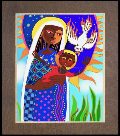 Kenya Madonna and Child - Wood Plaque Premium by Br. Mickey McGrath, OSFS - Trinity Stores