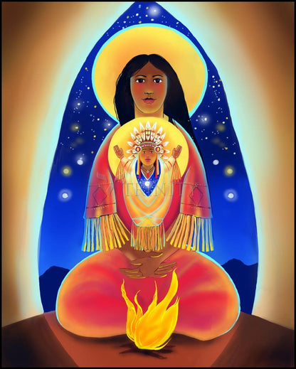 Lakota Madonna with Child - Wood Plaque