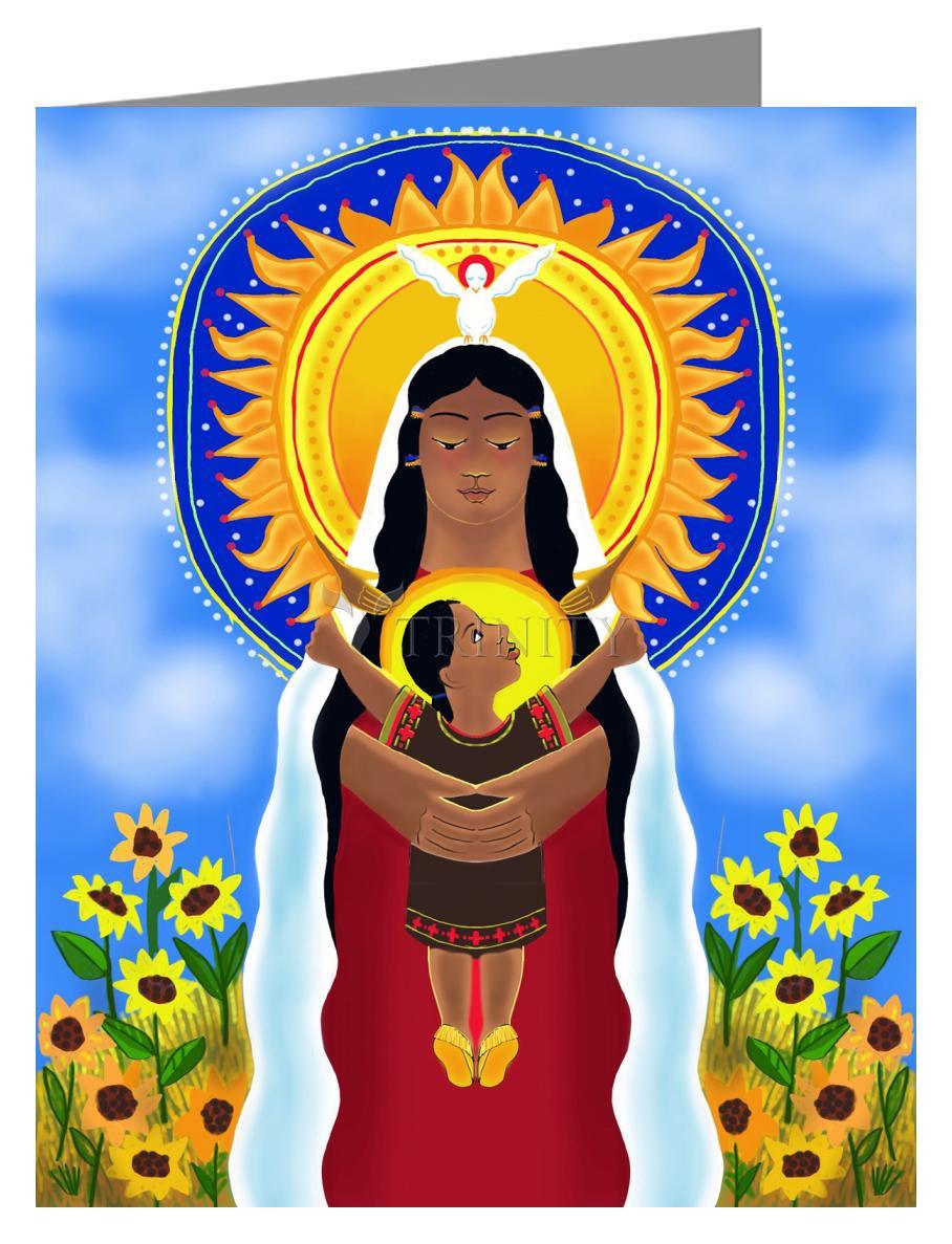 Lakota Madonna with Sunflowers - Note Card Custom Text