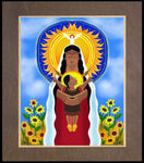 Wood Plaque Premium - Lakota Madonna with Sunflowers by M. McGrath