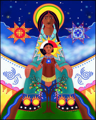 Wood Plaque - Lakota Tipi Madonna by M. McGrath