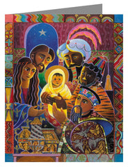 Custom Text Note Card - Light of the World Nativity by M. McGrath