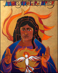 Wood Plaque - Mary Mother of Mercy by M. McGrath