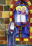 Wood Plaque - St. Margaret Mary Alacoque at Window by M. McGrath