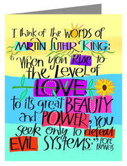 Note Card - Martin Luther King Quote by Pope Frances by M. McGrath