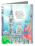 Custom Text Note Card - Pope Francis: Philly City Hall by M. McGrath