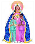 Wood Plaque - Our Lady of Refuge with Health Care Workers by M. McGrath