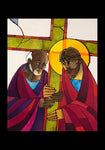 Holy Card - Stations of the Cross - 5 Simon Helps Jesus Carry the Cross by M. McGrath