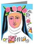 Custom Text Note Card - St. Rose of Lima by M. McGrath