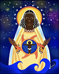 Wood Plaque - Mary, Star of the Sea by M. McGrath