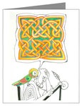 Custom Text Note Card - Celtic Talking Bird by M. McGrath