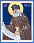 Wood Plaque - St. Seraphim of Sarov by R. Gerwing