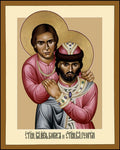 Wood Plaque - Sts. Boris and George the Hungarian by R. Lentz