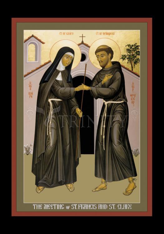 Meeting of Sts. Francis and Clare - Holy Card