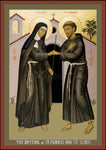 Wood Plaque - Meeting of Sts. Francis and Clare by R. Lentz