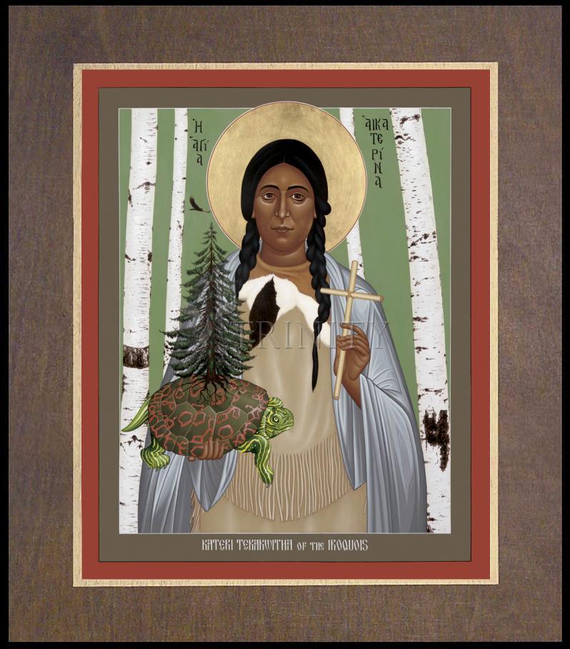 St. Kateri Tekakwitha of the Iroquois - Wood Plaque Premium