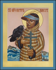 Wood Plaque - St. Peter the Aleut by R. Lentz