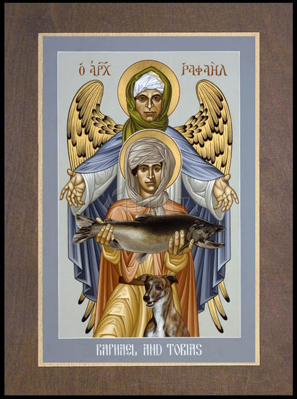 St. Raphael and Tobias - Wood Plaque Premium