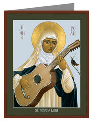 Custom Text Note Card - St. Rose of Lima by R. Lentz