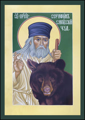 Wood Plaque - St. Seraphim of Sarov by R. Lentz